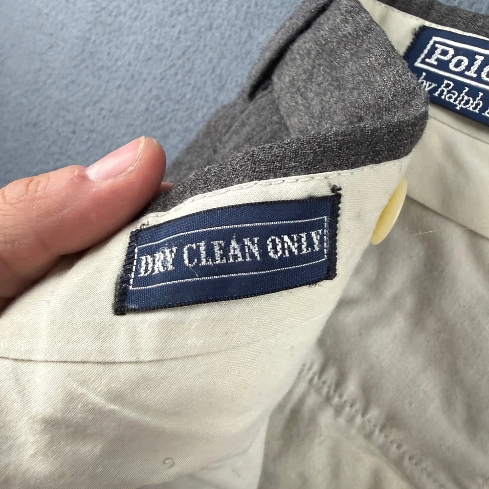 Vintage Polo Ralph Lauren Pleated Pants Men's 38x32 Gray Wool Cuffed Dress 90s